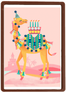 Verjaardagskaart tiener meisje Kameel met verjaardagstaart