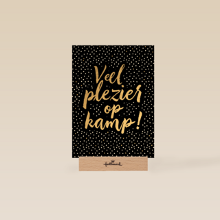 op kamp kaart zwart goud veel plezier op kamp