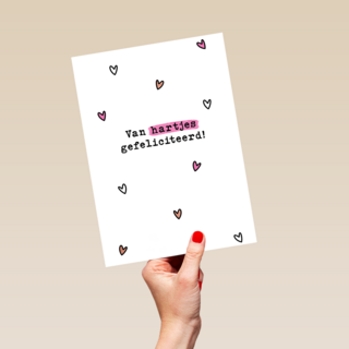 Verjaardagskaart Van Hartjes Gefeliciteerd