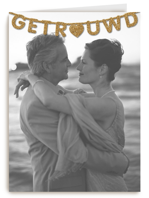 Kaart Hallmark | Felicitatie Huwelijk | Fotokaart Staand Slinger Vlag Getrouwd