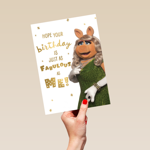verjaardag kaart muppets miss piggy fabulous