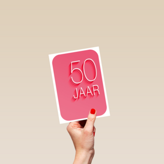 Verjaardagskaart 50 jaar roze rood