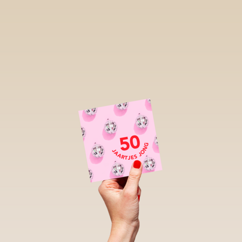 Verjaardagskaart vrouw 50 discobollen
