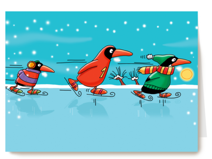 pinguins op de schaats
