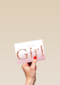 its a girl with metallic text