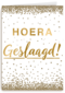 geslaagd kaart hoera geslaagd gouden letters