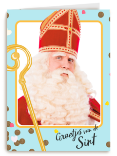 Sinterklaaskaart Groetjes van de Sint blauw kader