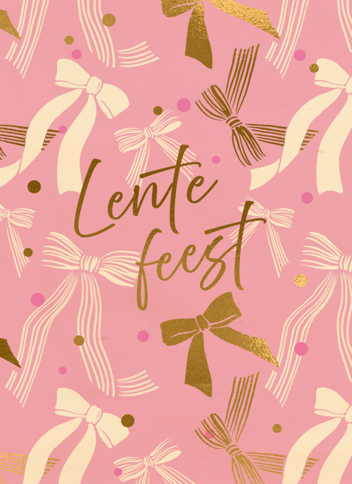 Houten Kaart Lentefeest | Houten Kaart Hallmark | Lentefeest | Lentefeest Roze Strikken