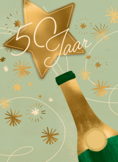 Verjaardagskaart 50 jaar champagne