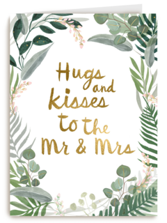 Trouwdagkaart Hugs and kisses to the Mr and Mrs Jungle style