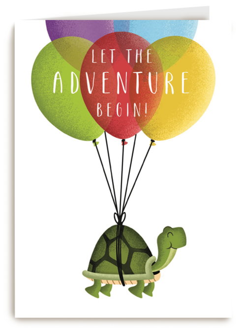 schildpad aan ballonnen