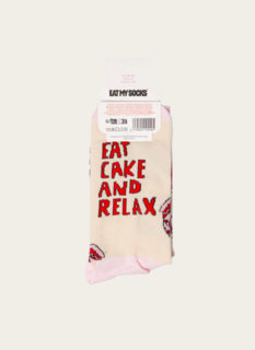 Eat My Socks Eat Cake and Relax Sokken