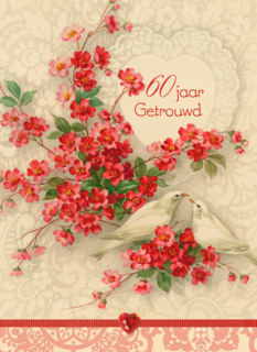 tak met rode bloemen en duiven