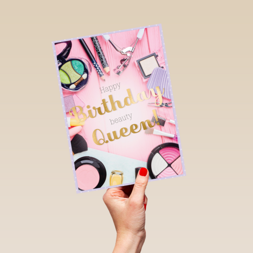 Verjaardagskaart tiener meisje Birthday queen makeup