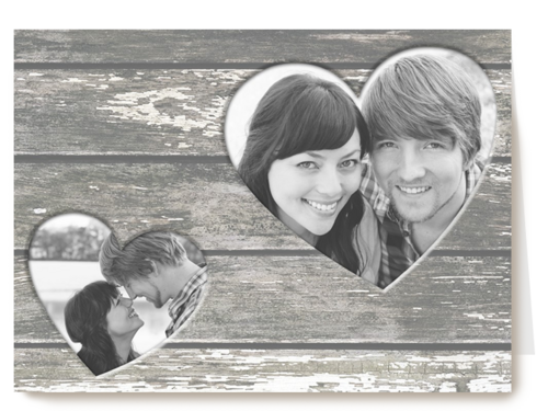 fotokaart hout met twee hartjes