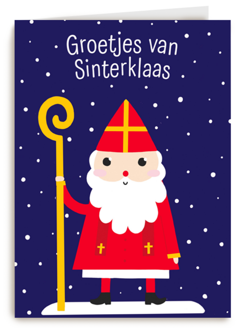 Sinterklaaskaart getekend Groetjes van Sinterklaas