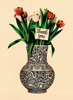 bedankt kaart folio vaas met bloemen thank you