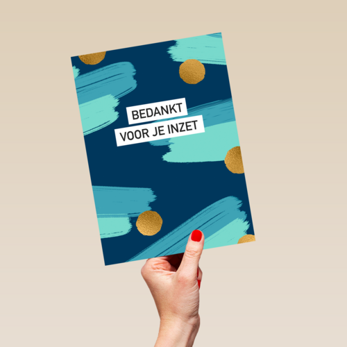 Bedankt kaart thuiswerken bedankt voor je inzet groen blauw