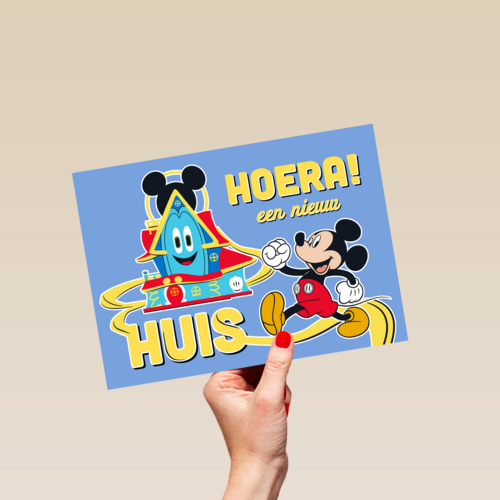 Mickey Mouse kaart hoera een nieuw huis