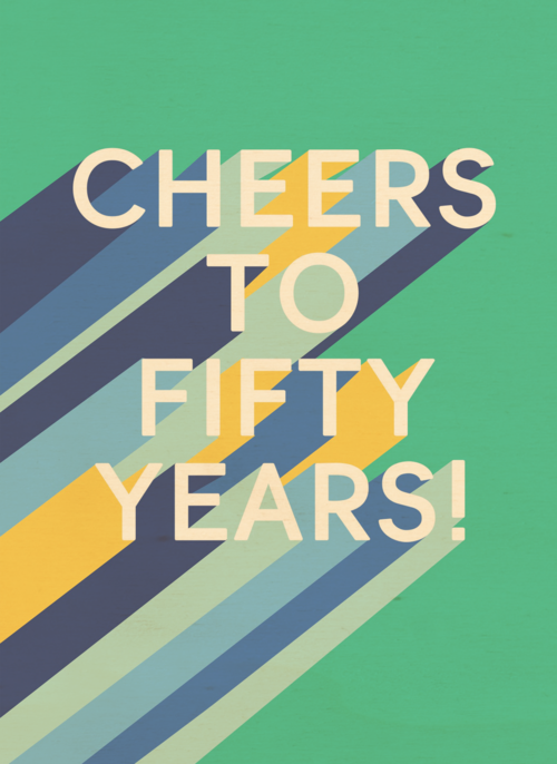 Verjaardagskaart cheers to 50 years fifty
