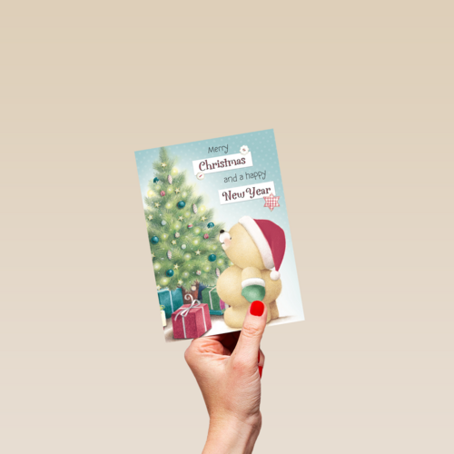 beertje naast de kerstboom
