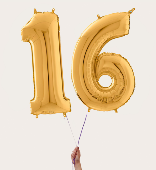Cijferballon 16 Jaar Goud XL