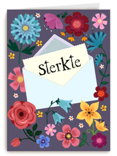 Sterkte kaart envelop en bloemen
