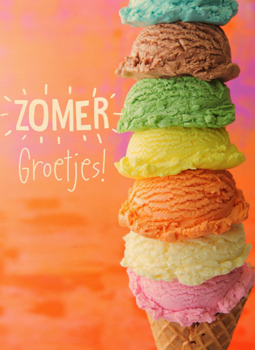 Houten Kaart Groetjes Uit | Houten Kaart Hallmark | Groetjes Uit | Gekleurd Ijsje Zomer Groetjes