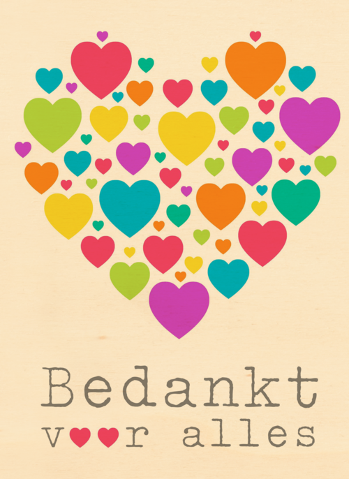 Houten Kaart | Hart Van Gekleurde Hartjes