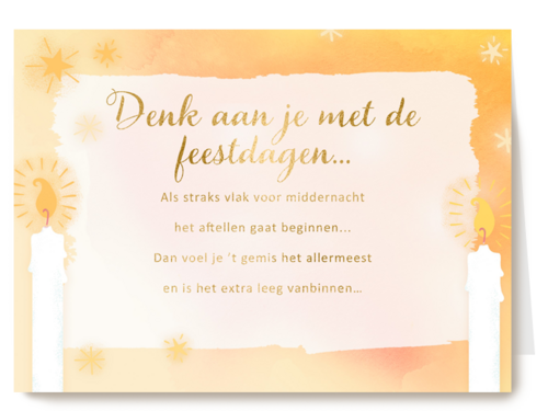 Kerstkaart speciale momenten Denk aan je met de feestdagen