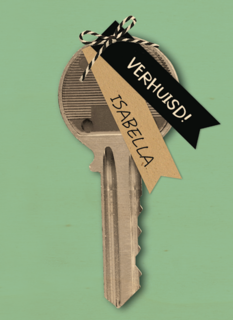 verhuizingbericht sleutel met label