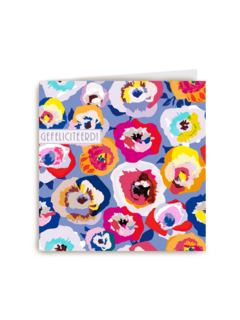 Gefeliciteerd kaart grafisch design met bloemen