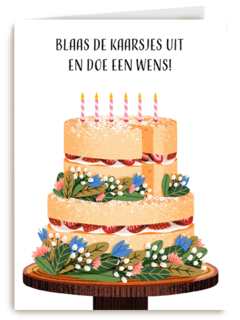 Verjaardagskaart met grote taart Folio