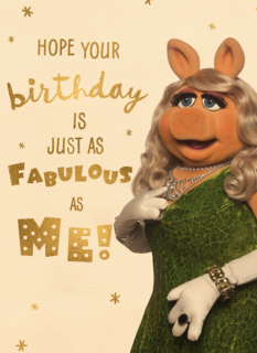 verjaardag kaart muppets miss piggy fabulous