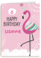 Verjaardagskaart flamingo aanpasbare tekst