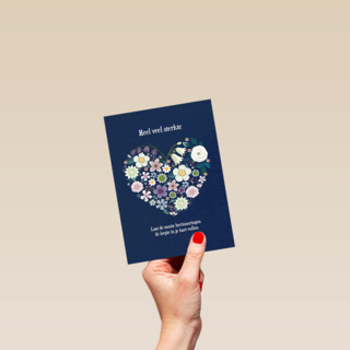 Condoleance kaart hart met bloemen