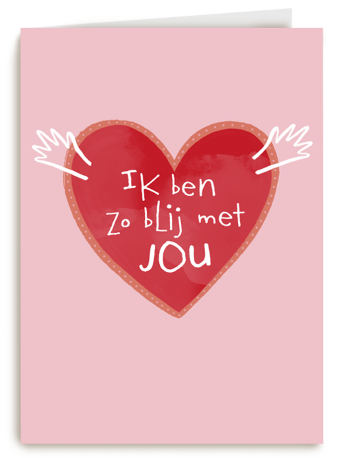 Valentijnskaart hart met ik Ik ben zo blij met jou