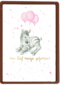 Babykaart dochter Zebra met roze ballonnen