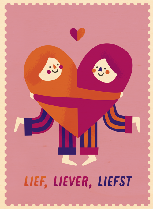 Houten Kaart Liefde | Houten Kaart Hallmark | Liefde | Kinderpostzegels Lief Liever Liefste