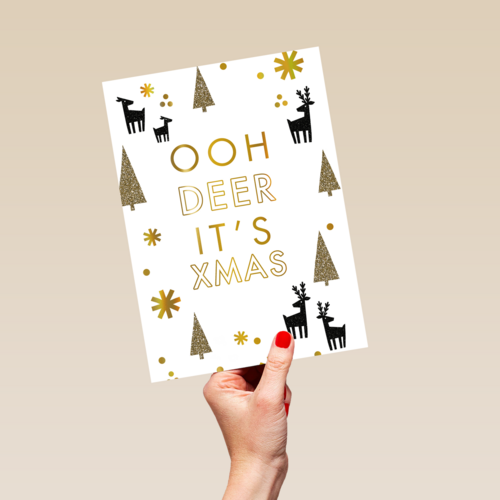 kerstkaart hip ooh deer it is christmas