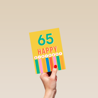 Kleurige 65 jaar verjaardagskaart