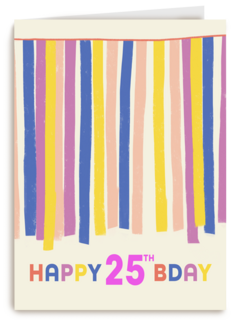 een blije gekleurde 25ste verjaardag