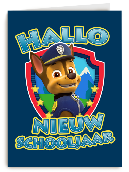 Paw Patrol kaart hallo nieuw schooljaar met Chase