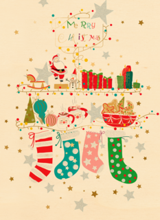 Kerstkaart turnowsky kerstsokken kerstman