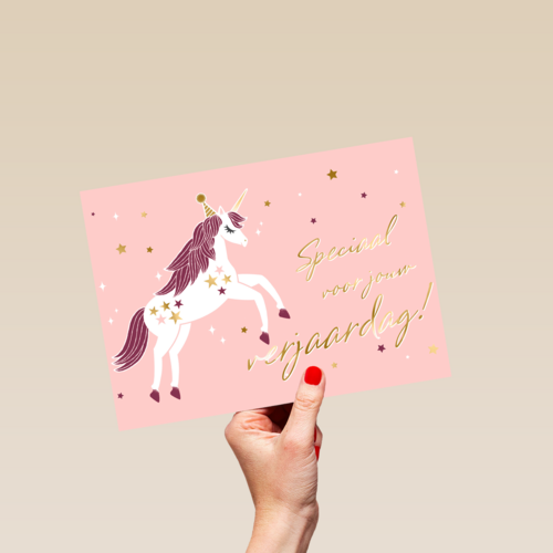 verjaardag kaart stijlvol unicorn