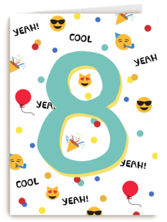 Verjaardagskaart 8 jaar yeah cool