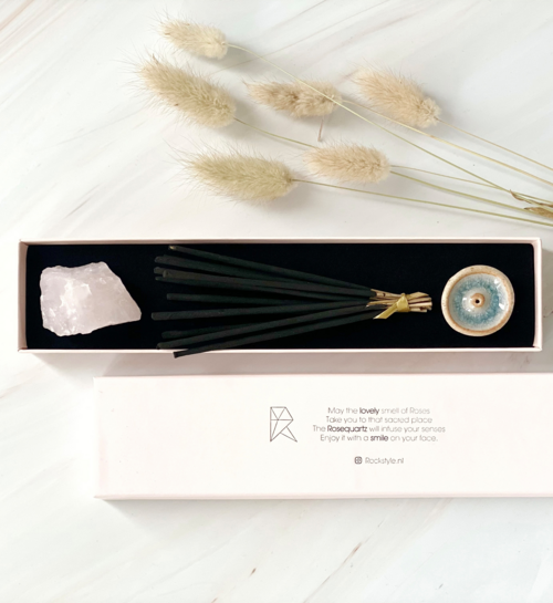 Rockstyle Edelsteen Wierook Cadeauset Rozenkwarts en Rozengeur