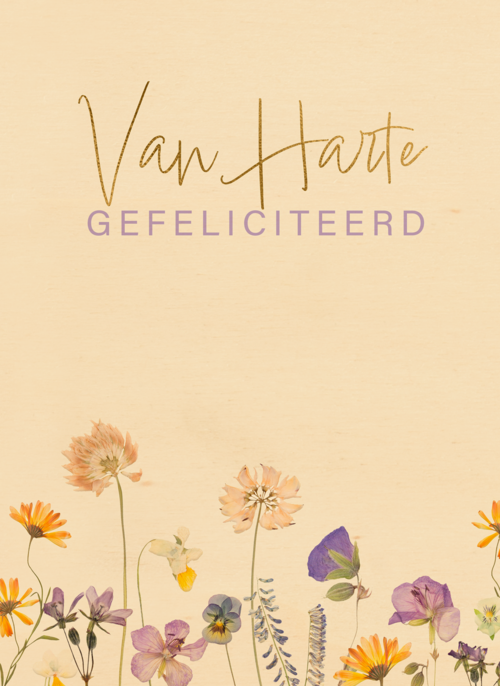 Verjaardagskaart veldbloemen van harte