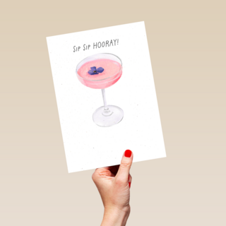 Verjaardagskaart cocktail sip sip hooray