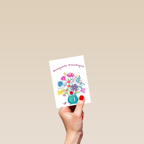 pasen kaart gezegende paasdagen met bloemen